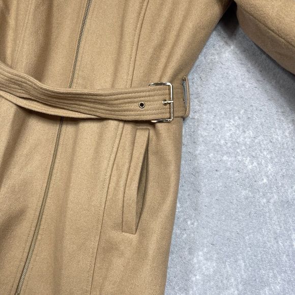 Michael Kors Coat Size 6 Camel Brown Wool Blended Zipper Belted Jacket - Picture 8 of 15
